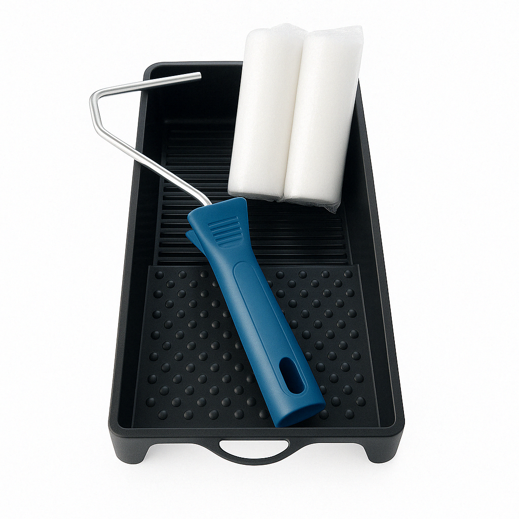Painter's Set: Paint tray, roller frame, 2 foam rollers (10 cm).